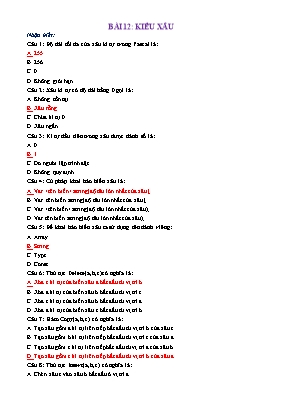 Bài tập Tin học 11 - Bài 12 Kiểu xâu